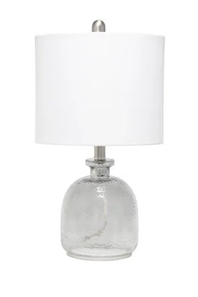 Lalia Home Smokey Gray Hammered Glass Jar Table Lamp With White Linen Shade