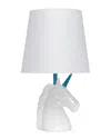 Lalia Home Sparkling Blue And White Unicorn Table Lamp In White