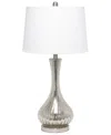 Lalia Home Speckled Mercury Tear Drop Table Lamp With White Fabric Shade In Mercury