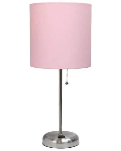 Lalia Home Laila Home Stick Lamp With Charging Outlet And Fabric Shade In Brown