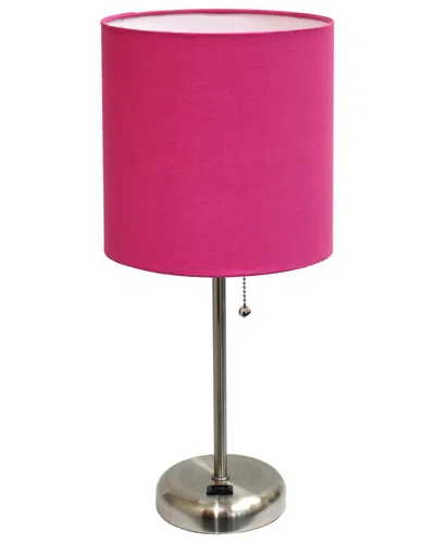 Lalia Home Laila Home Stick Lamp With Charging Outlet And Fabric Shade In Brown