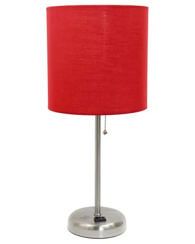 Lalia Home Laila Home Stick Lamp With Charging Outlet And Fabric Shade In Brown
