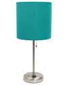 Lalia Home Laila Home Stick Lamp With Charging Outlet And Fabric Shade In Brown