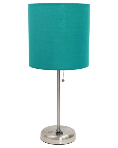 Lalia Home Laila Home Stick Lamp With Charging Outlet And Fabric Shade In Brown