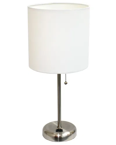 Lalia Home Laila Home Stick Lamp With Usb Charging Port And Fabric Shade In Brown