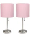 Lalia Home Laila Home Stick Lamp With Usb Charging Port And Fabric Shade 2pk Set In Brown