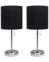 Lalia Home Laila Home Stick Lamp With Usb Charging Port And Fabric Shade 2pk Set In Brown