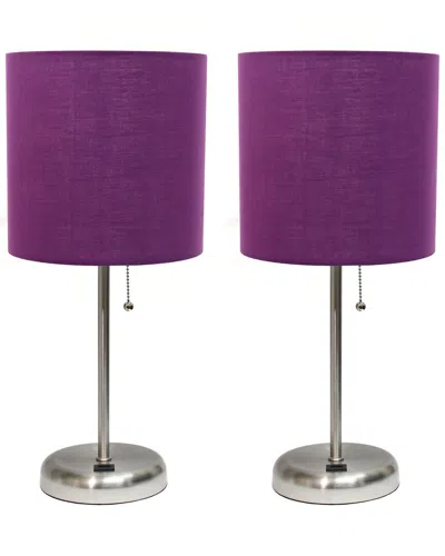 Lalia Home Laila Home Stick Lamp With Usb Charging Port And Fabric Shade 2pk Set In Brown