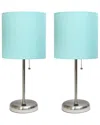 Lalia Home Laila Home White Stick Lamp With Usb Charging Port And Fabric Shade 2pk Set In Brown