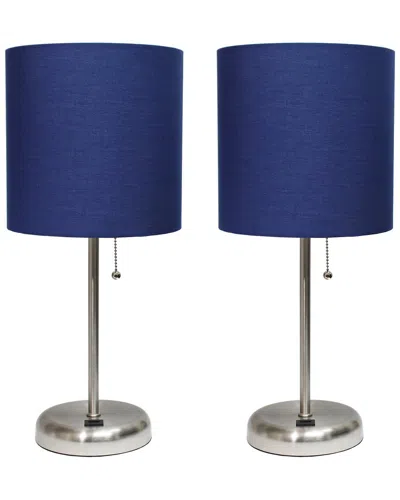 Lalia Home Laila Home Stick Lamp With Usb Charging Port And Fabric Shade 2pk Set In Brown