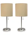Lalia Home Laila Home Stick Lamp With Usb Charging Port And Fabric Shade 2pk Set In Brown