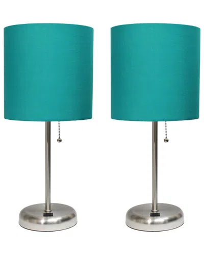 Lalia Home Laila Home Stick Lamp With Usb Charging Port And Fabric Shade 2pk Set In Brown