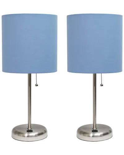 Lalia Home Laila Home Stick Lamp With Usb Charging Port And Fabric Shade 2pk Set In Brown