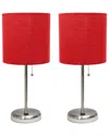 LALIA HOME LALIA HOME STICK LAMP WITH USB CHARGING PORT AND FABRIC SHADE 2PK SET