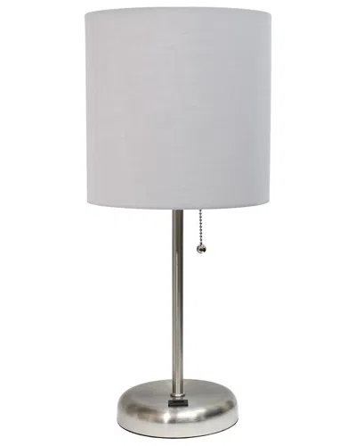 LALIA HOME LALIA HOME STICK LAMP WITH USB CHARGING PORT AND FABRIC SHADE