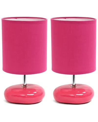 Lalia Home Laila Home Stonies Small Stone Look Table Bedside Lamp In Fuchsia