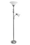 Lalia Home Torchiere Floor Lamp In Brushed Nickel/white Shades