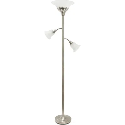 Lalia Home Torchiere Floor Lamp In Brushed Nickel/white Shades