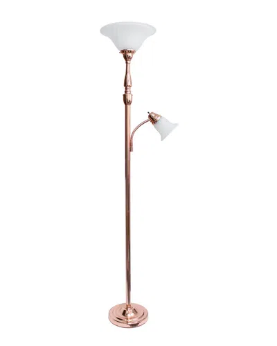 Lalia Home Torchiere Floor Lamp With Reading Light In Rose
