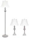 Lalia Home Laila Home Traditionally Crafted 3 Pack Lamp Set (2 Table Lamps In Gray