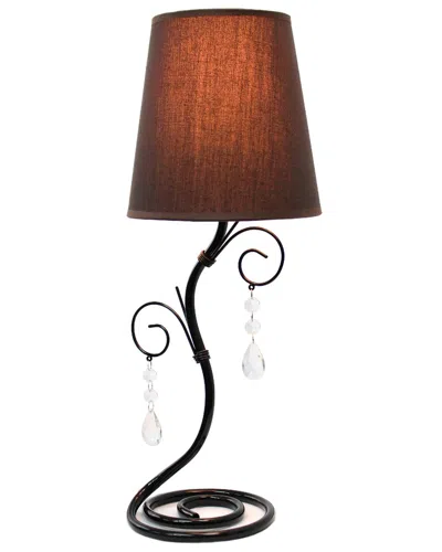 Lalia Home Laila Home Twisted Vine Table Lamp With Fabric Shade And Hanging Crystals In Black