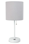 Lalia Home Usb Table Lamp In White Base/ Gray Shade