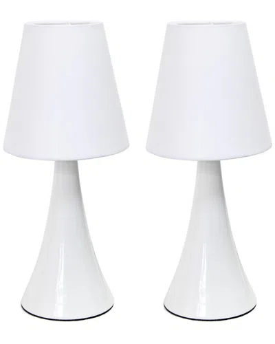 Lalia Home Laila Home Valencia Colors 2pk Mini Touch Table Lamp Set With Fabric Shades In White