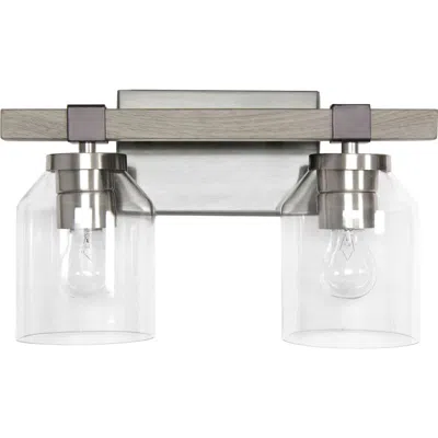 Lalia Home Barnlit Rustic 2-light Wall Mounted Fixture In Brushed Nickel/gray