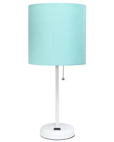 Lalia Home White Stick Lamp With Charging Outlet And Fabric Shade