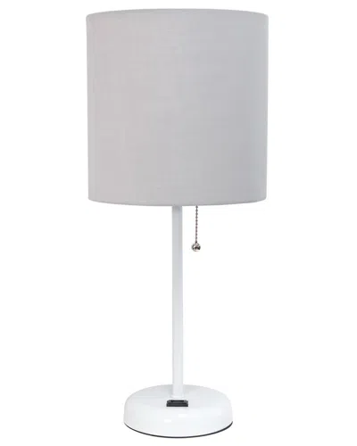 Lalia Home Laila Home Stick Lamp With Usb Charging Port And Fabric Shade In Grey