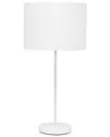 Lalia Home Laila Home White Stick Lamp With Fabric Shade In White