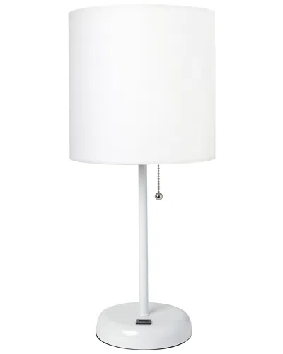 Lalia Home Laila Home White Stick Lamp With Usb Charging Port And Fabric Shade