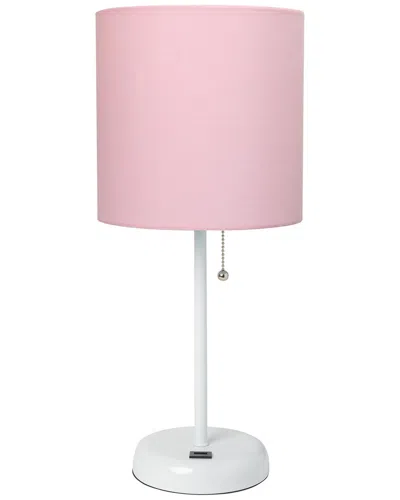 Lalia Home Laila Home White Stick Lamp With Usb Charging Port And Fabric Shade