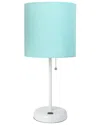 Lalia Home Laila Home White Stick Lamp With Usb Charging Port And Fabric Shade In White
