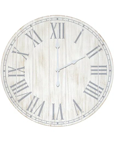 Lalia Home Wood Plank 23 Large Coastal Rustic Wall Clock In White
