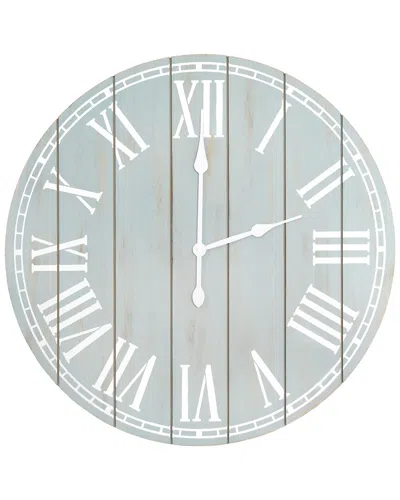 Lalia Home Wood Plank 23in Large Rustic Coastal Wall Clock In Aqua