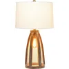 Lalia Home Wooded Arch Farmhouse Table Lamp With White Fabric Shade In Brown