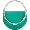 L'alingi Eternity Flap Embellished Satin Clutch In Emerald