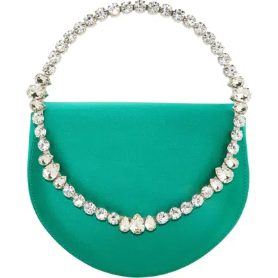 L'alingi Eternity Flap Embellished Satin Clutch In Green