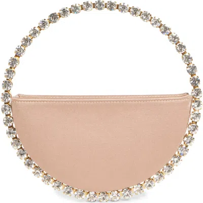 L'alingi Eternity Satin Crystal Top Handle Clutch In Neutral