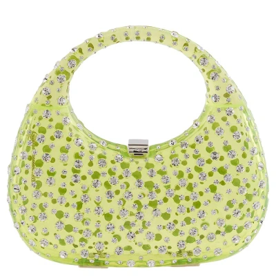 L'alingi Ladies Neon Yellow Meleni Crystal Resin Bag In Green