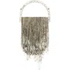 L'alingi Micro Crystal Fringe Top Handle Bag In Silver