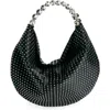 L'alingi Mini Rhinestone Dotted Satin Hobo Bag In Black