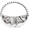 L'alingi Moon Crackled Metallic Leather Pouch In Silver
