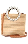 L'alingi Small Eternity Crystal Embellished Raffia Tote In Beige