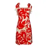 LALIPOP DESIGN WOMEN'S ABSTRACT FLORAL DESIGN MINI DRESS WITH TIEABLE STRAPS
