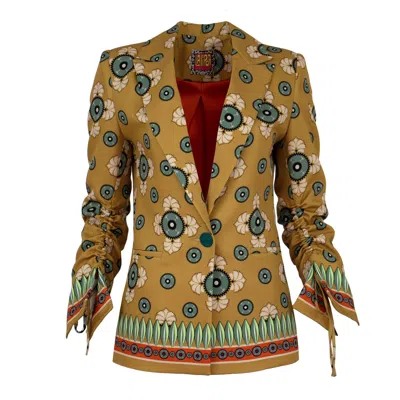 Lalipop Design Women's Abstract Flower Print Blazer Jacket With Lining In Orange
