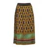 Lalipop Design Women's Abstract Khaki Flower Print Pleated Midi Skirt In Yellow