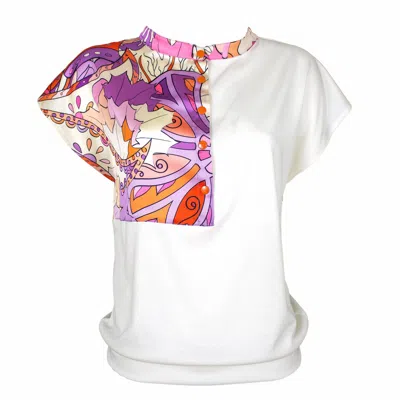 Lalipop Design Women's Abstract Print Garnished Blouse In Orange