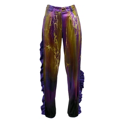 Lalipop Design Women's Abstract Print Velvet High-waist Pants In Multi